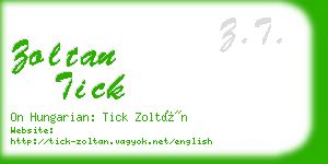 zoltan tick business card